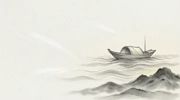 法学研究人员 【标题】素简之舟渡法海（AI绘画完成）