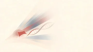 肿瘤科医师 光束红旗剪影DNA双螺旋